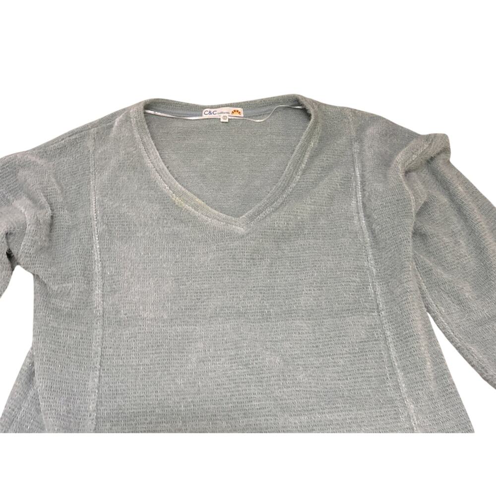 C&C California Sweater Womens Size Medium Seafoam Pullover V-Neck Knit Cotton - Picture 3 of 14